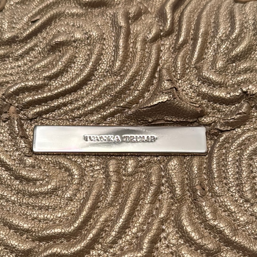Ivanka Trump Gold Satchel with Artistic Design - Picture 2 of 10